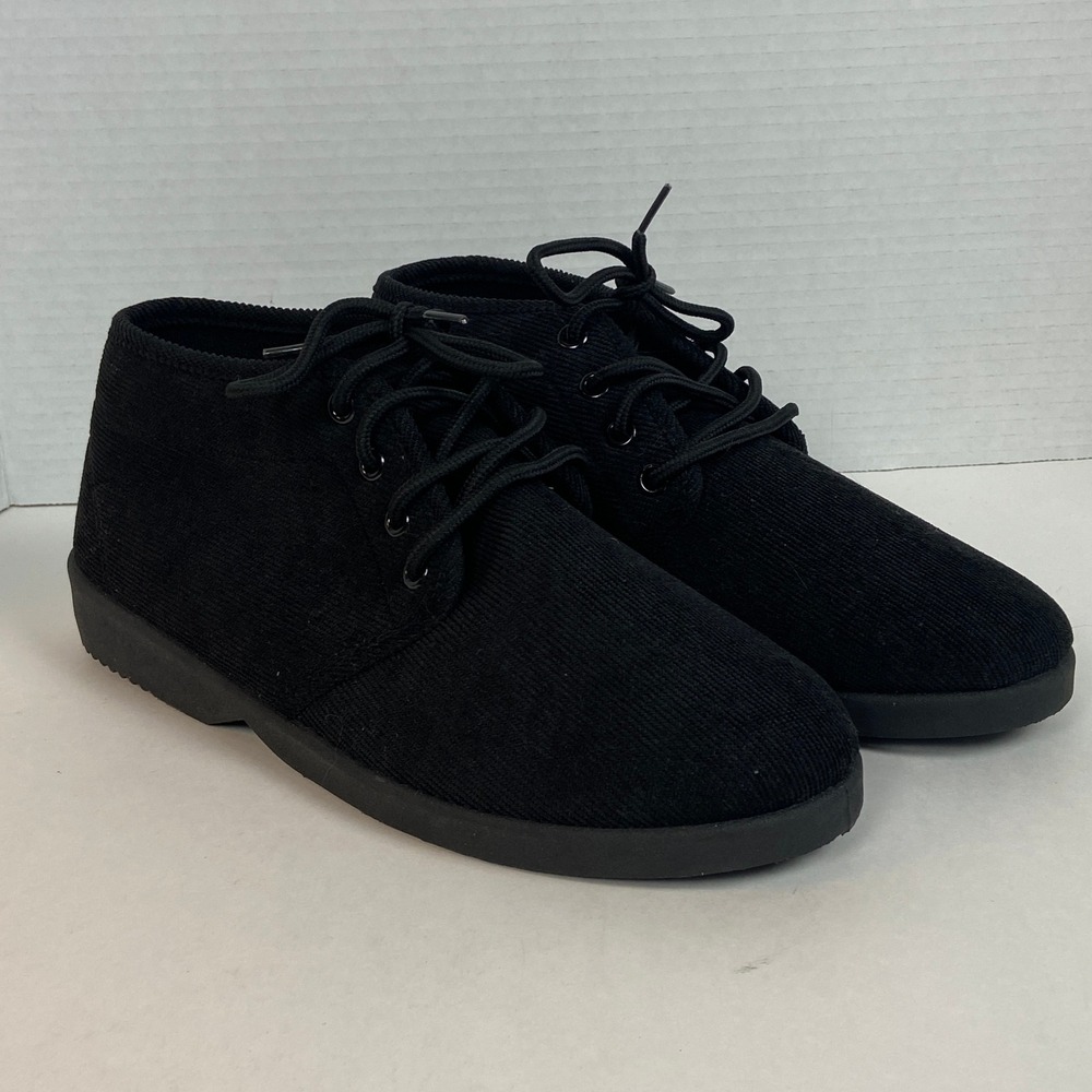 Unbranded Black Corduroy Chukka Ankle Boots Lace Up Casual Shoes Womens Size 9WW